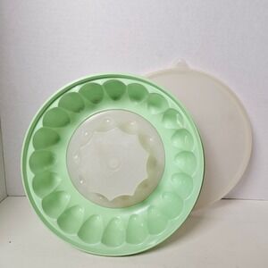 MCM Vintage Tupperware Jel-N-Serve Jello Mold‎ Mint Green 3 Piece Set 1201 1202
